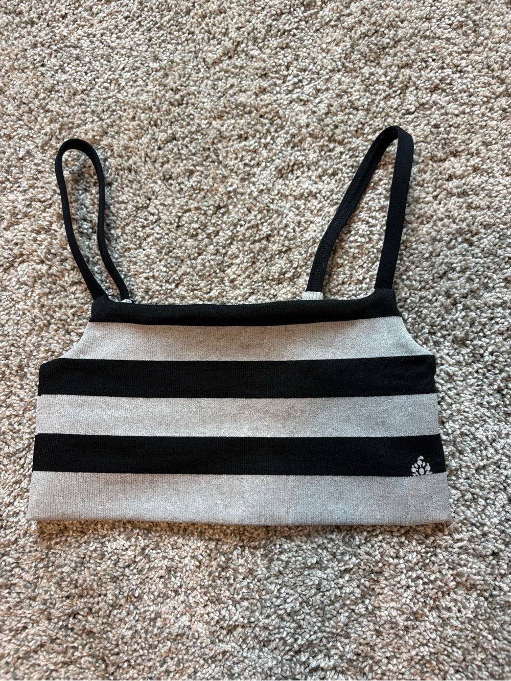FP Movement Black & Gray Striped Cropped Bra/Tank, Reversible, XXS